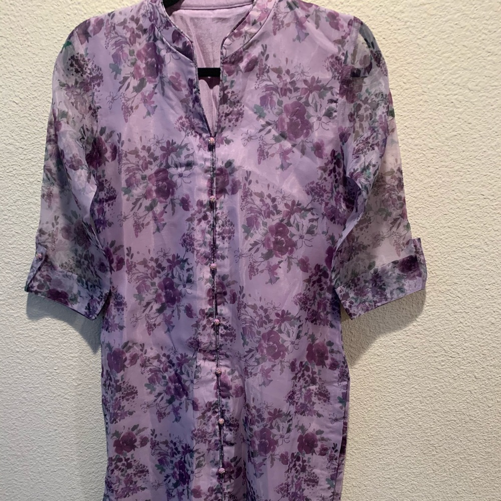Beautiful lavender floral organza salwar kameez
